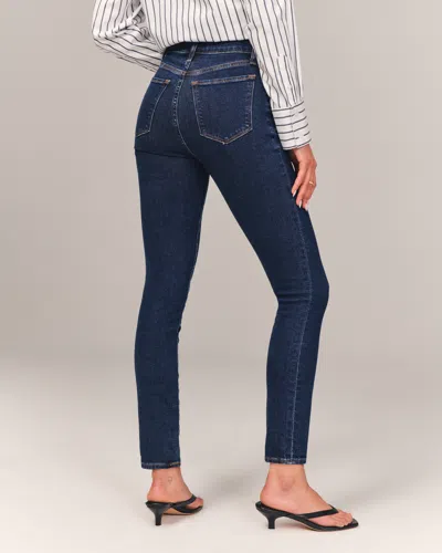 Abercrombie & Fitch High Rise Super Skinny Ankle Jean In Blue