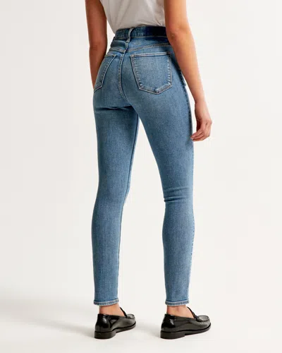 Abercrombie & Fitch High Rise Super Skinny Ankle Jean In Blue
