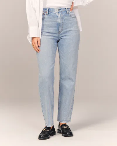 Abercrombie & Fitch Curve Love Ultra High Rise Ankle Straight Jean In Blue