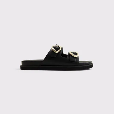 Abercrombie & Fitch Hardware Footbed Slide Sandals In Black