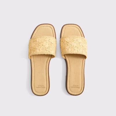 Abercrombie & Fitch Raffia Essential Band Slide Sandals In Nude