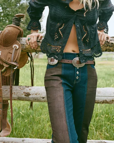 Abercrombie & Fitch Western Ornamental Leather Belt In Brown