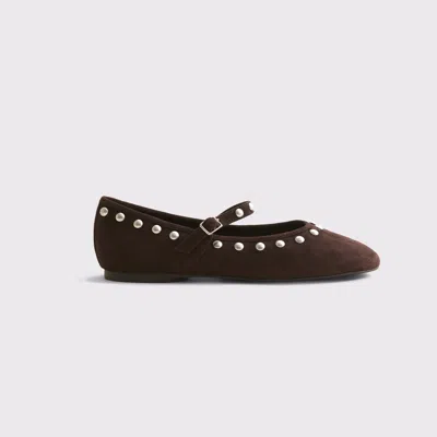 Abercrombie & Fitch Mary Jane Round-toe Vegan Suede Flats In Brown