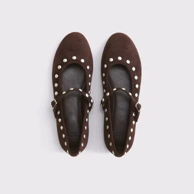 Abercrombie & Fitch Mary Jane Round-toe Vegan Suede Flats In Brown