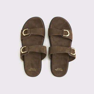 Abercrombie & Fitch Vegan Suede Double-strap Hardware Sandals In Brown