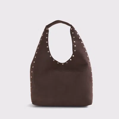 Abercrombie & Fitch Studded Vegan Suede Tote Bag In Brown