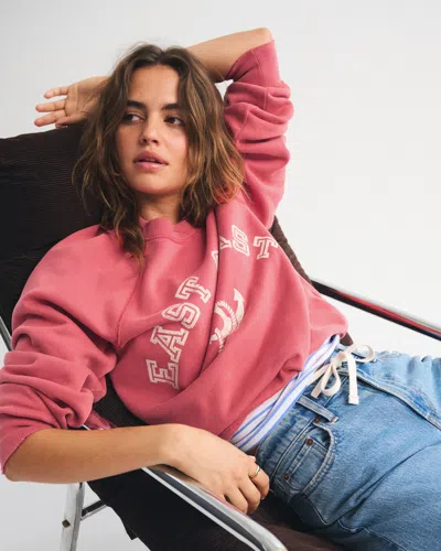 Abercrombie & Fitch Graphic Raglan Classic Sunday Crew In Gray