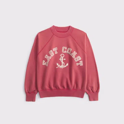 Abercrombie & Fitch Graphic Raglan Classic Sunday Crew In Gray