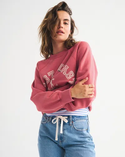 Abercrombie & Fitch Graphic Raglan Classic Sunday Crew In Gray