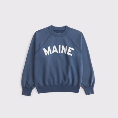 Abercrombie & Fitch Graphic Raglan Classic Sunday Crew In Blue