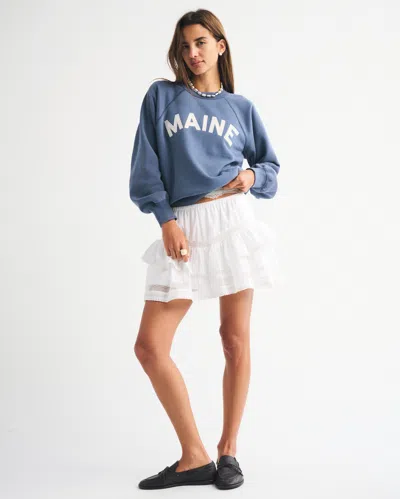 Abercrombie & Fitch Graphic Raglan Classic Sunday Crew In Blue