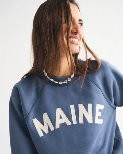 Abercrombie & Fitch Graphic Raglan Classic Sunday Crew In Blue