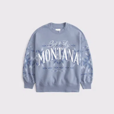 Abercrombie & Fitch Montana Oversized Sunday Crew In Blue