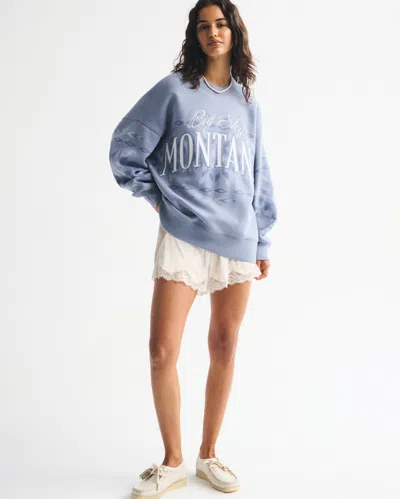 Abercrombie & Fitch Montana Oversized Sunday Crew In Blue