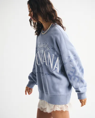 Abercrombie & Fitch Montana Oversized Sunday Crew In Blue