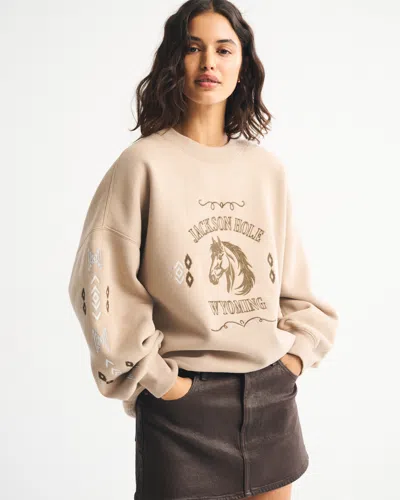 Abercrombie & Fitch Wyoming Oversized Sunday Crew In Brown