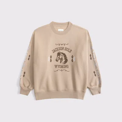 Abercrombie & Fitch Wyoming Oversized Sunday Crew In Brown