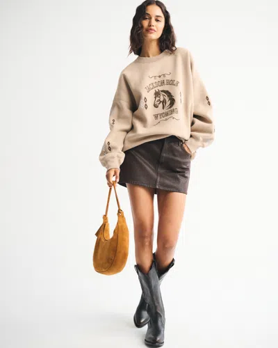 Abercrombie & Fitch Wyoming Oversized Sunday Crew In Brown