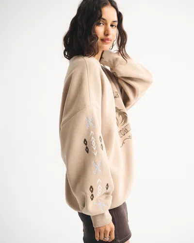 Abercrombie & Fitch Wyoming Oversized Sunday Crew In Brown