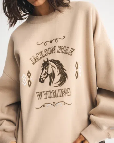 Abercrombie & Fitch Wyoming Oversized Sunday Crew In Brown