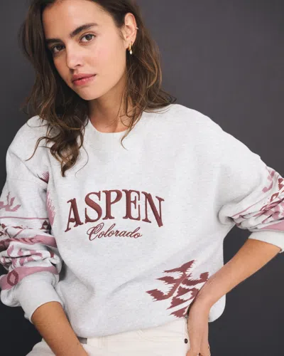 Abercrombie & Fitch Aspen Oversized Sunday Crew In Gray