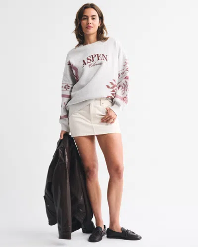 Abercrombie & Fitch Aspen Oversized Sunday Crew In Gray