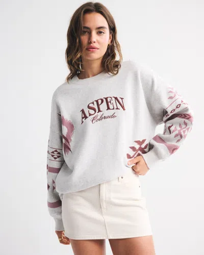 Abercrombie & Fitch Aspen Oversized Sunday Crew In Gray