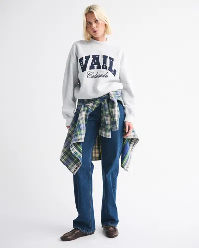 Abercrombie & Fitch Sunday Mockneck Crew In White