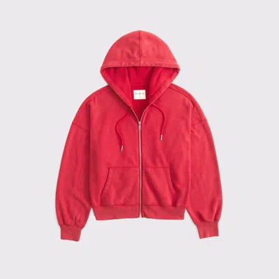 Abercrombie & Fitch Sunday Hooded Full-zip In Red