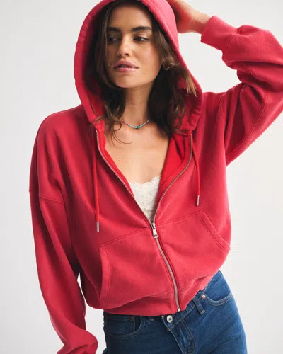 Abercrombie & Fitch Sunday Hooded Full-zip In Red