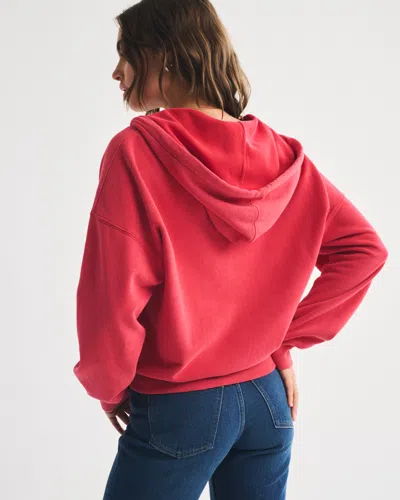 Abercrombie & Fitch Sunday Hooded Full-zip In Red