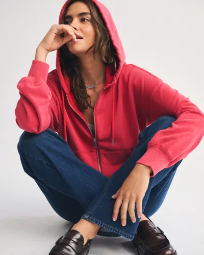 Abercrombie & Fitch Sunday Hooded Full-zip In Red