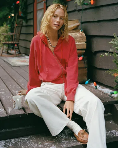 Abercrombie & Fitch Sunday Hooded Full-zip In Red