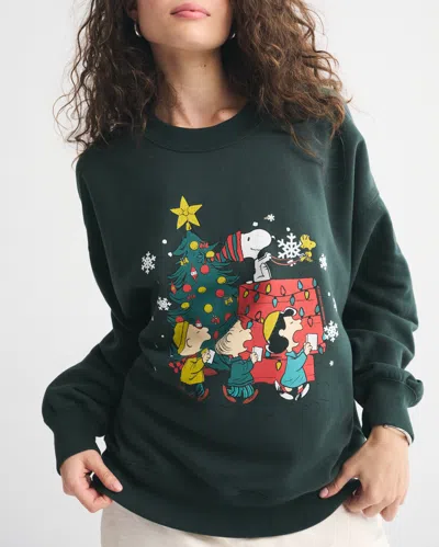 Abercrombie & Fitch Peanuts Sunday Crew In Green