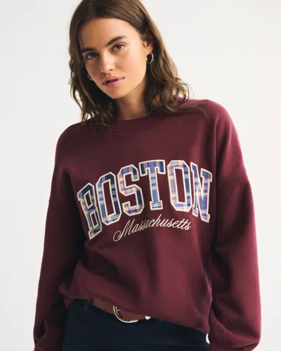 Abercrombie & Fitch Plaid  Sunday Crew In Burgundy