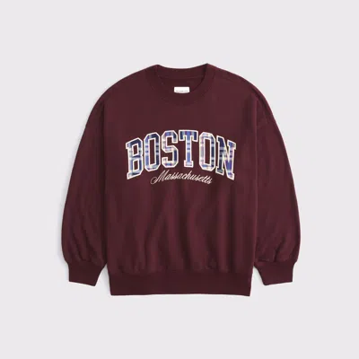 Abercrombie & Fitch Plaid  Sunday Crew In Burgundy