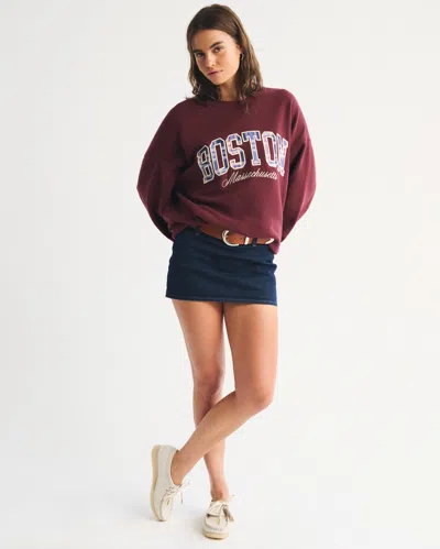 Abercrombie & Fitch Plaid  Sunday Crew In Burgundy