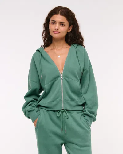 Abercrombie & Fitch Sunday Hooded Full-zip In Green