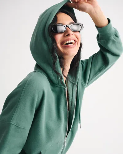 Abercrombie & Fitch Sunday Hooded Full-zip In Green