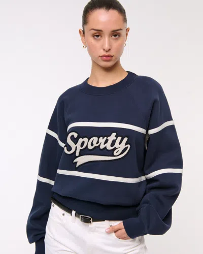Abercrombie & Fitch Sporty Graphic Crew In Blue
