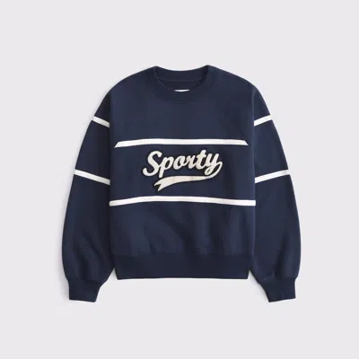 Abercrombie & Fitch Sporty Graphic Crew In Blue