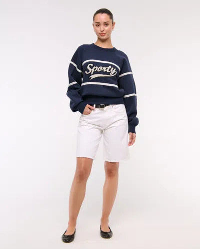 Abercrombie & Fitch Sporty Graphic Crew In Blue