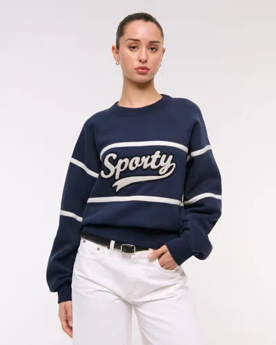 Abercrombie & Fitch Sporty Graphic Crew In Blue