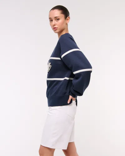 Abercrombie & Fitch Sporty Graphic Crew In Blue