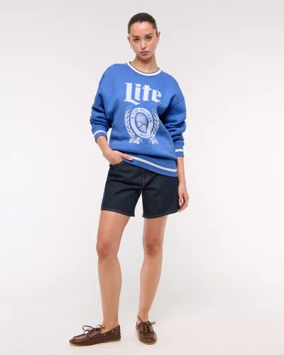 Abercrombie & Fitch Miller Lite Oversized Sunday Crew In Blue