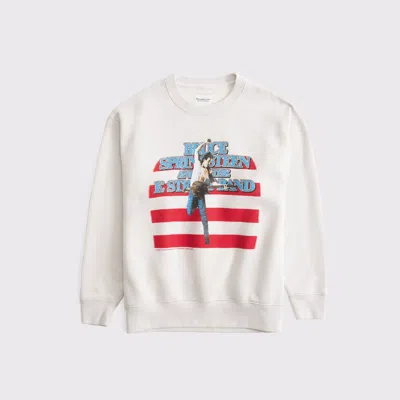 Abercrombie & Fitch Bruce Springsteen Oversized Sunday Crew In White