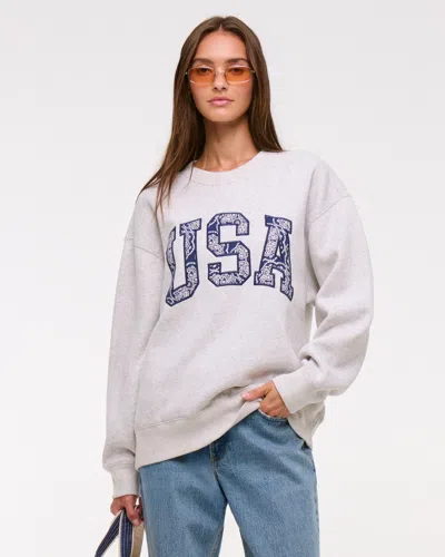 Abercrombie & Fitch Usa Oversized Sunday Crew In Gray
