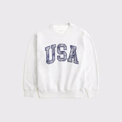 Abercrombie & Fitch Usa Oversized Sunday Crew In Gray
