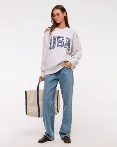 Abercrombie & Fitch Usa Oversized Sunday Crew In Gray