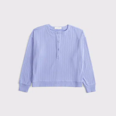 Abercrombie & Fitch Lounge Wide Rib Henley Sweatshirt In Purple